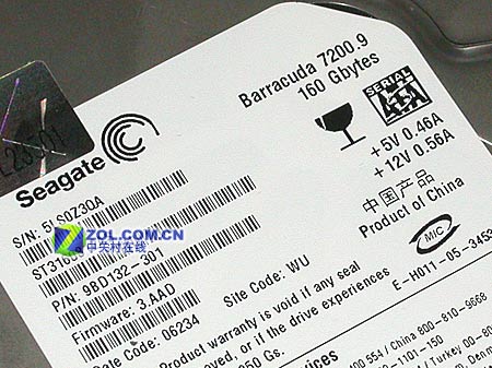 ϣ�ݣ�Seagate��160GB 7200ת 8MB SATA1��ST3160815A) ��1��
