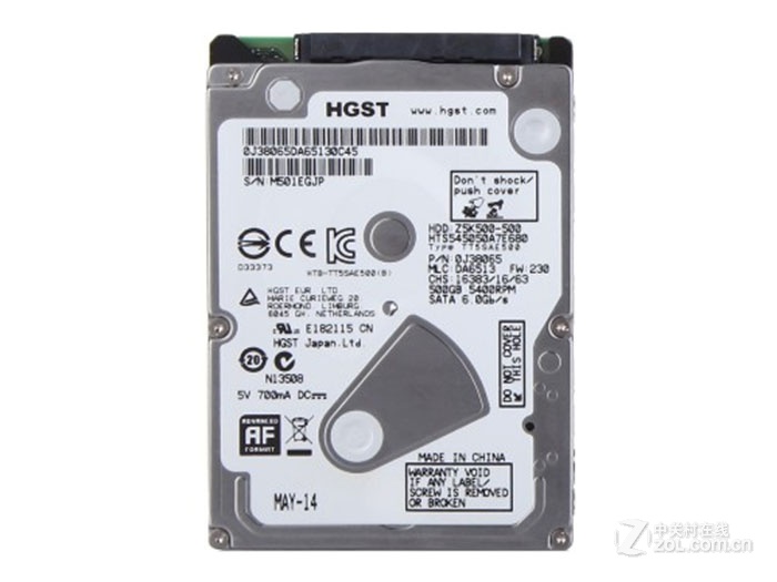 HGST Z5K500 500GB 5400转 8MB SATA3（HTS545050A7E680） - 图片 1