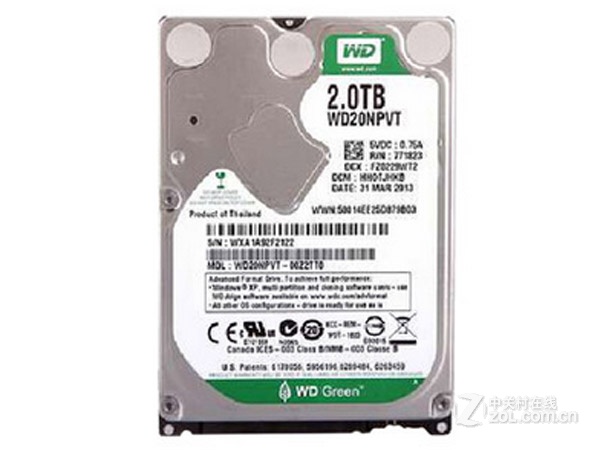 西部数据 西部数据2TB 5400转 8MB SATA3 绿盘(WD20NPVX) 机械硬盘产品图片