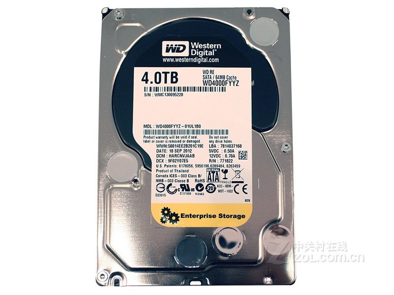 西部数据RE系列 4TB 7200转 64MB SATA3（WD4000FYYZ） - 图片 1