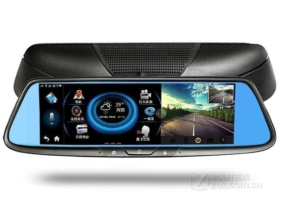 卡仕达镜 汽车车载专用后视镜导航仪双镜头行车记录仪电子狗测速一体