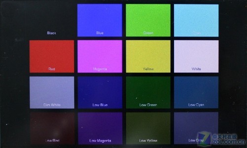 图为：歌美gm2000色彩还原测试该机屏幕在色彩还原方面表现不错，各个颜色